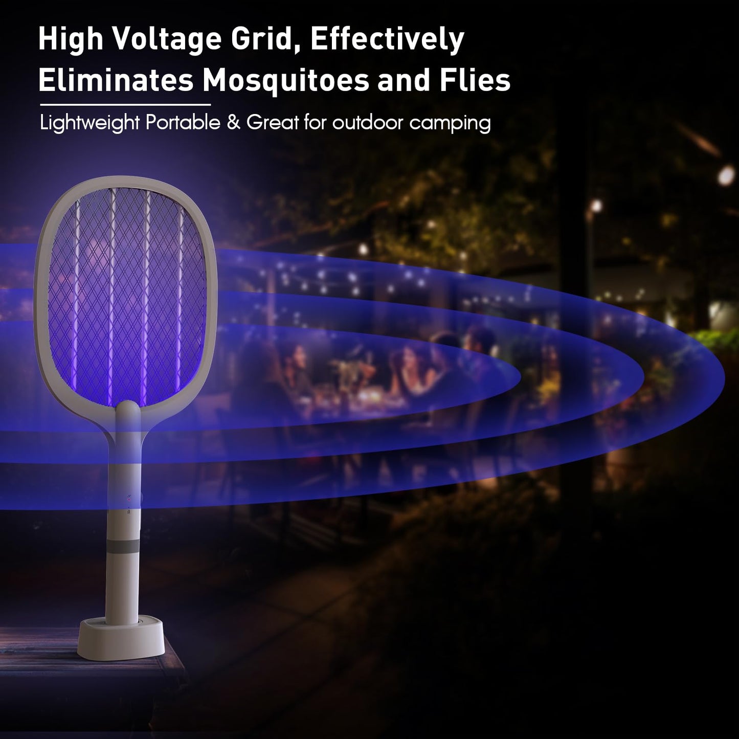 Bug Zapper Racket, Electric Fly Swatter Rechargeable Mosquito Zapper Racket for Indoor and Outdoor - 2000mAh - 2 Pack