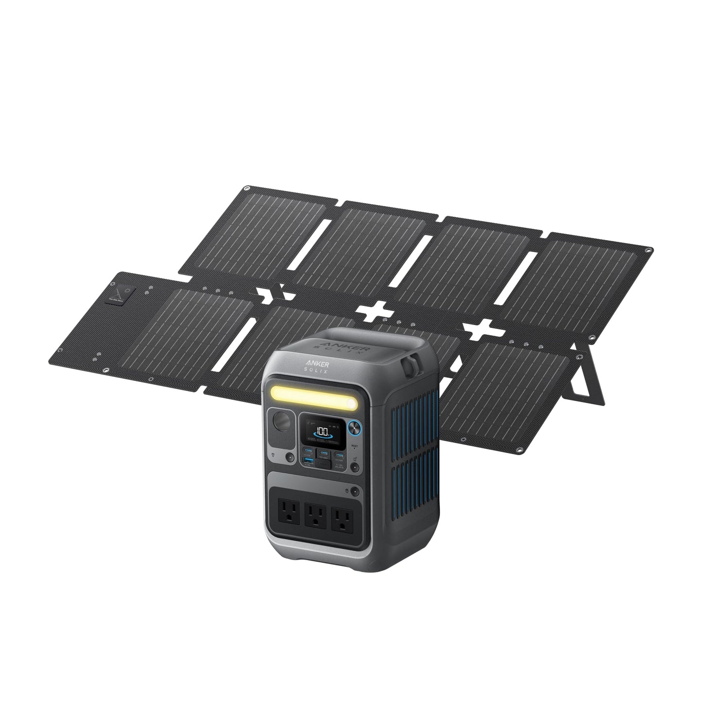 Anker Portable Power Station SOLIX C300, 288Wh LiFePO4 Battery, 300W (600W Surge) Solar Generator, 140W Two-Way Fast Charging, for Outdoor Camping, Traveling, and Emergencies (Solar Panel Optional)