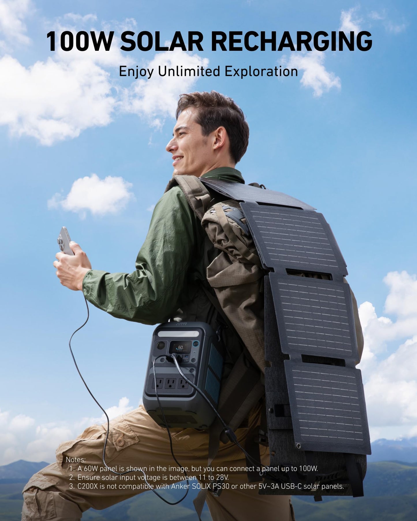 Anker Portable Power Station SOLIX C300, 288Wh LiFePO4 Battery, 300W (600W Surge) Solar Generator, 140W Two-Way Fast Charging, for Outdoor Camping, Traveling, and Emergencies (Solar Panel Optional)