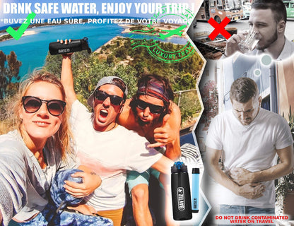 Baytiz ® Botella de Agua con Filtro Purificador sin BPA - Paja de Supervivencia de Carbón Activado Filtros Purificadores Accesorios Pastillas Potabilizadoras Filtrada Potabilizador Deporte Grifo Water